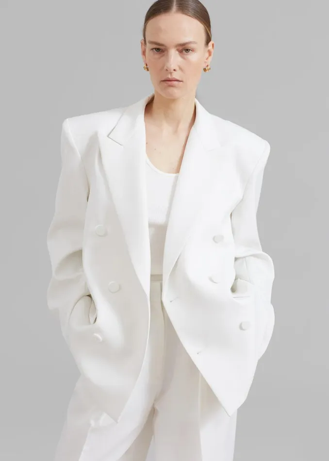 The Frankie Shop Zia Covered Buttons Blazer 8211 White Shop Suits