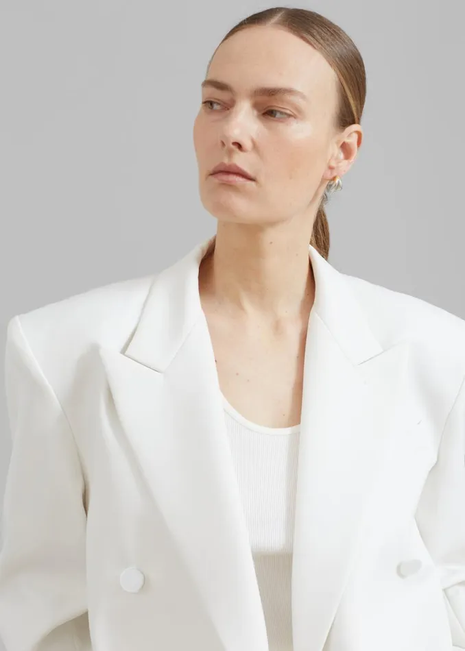 The Frankie Shop Zia Covered Buttons Blazer 8211 White Shop Suits