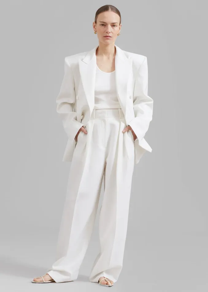 The Frankie Shop Zia Covered Buttons Blazer 8211 White Shop Suits