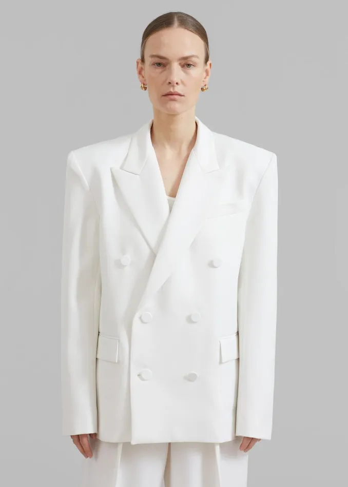 The Frankie Shop Zia Covered Buttons Blazer 8211 White Shop Suits