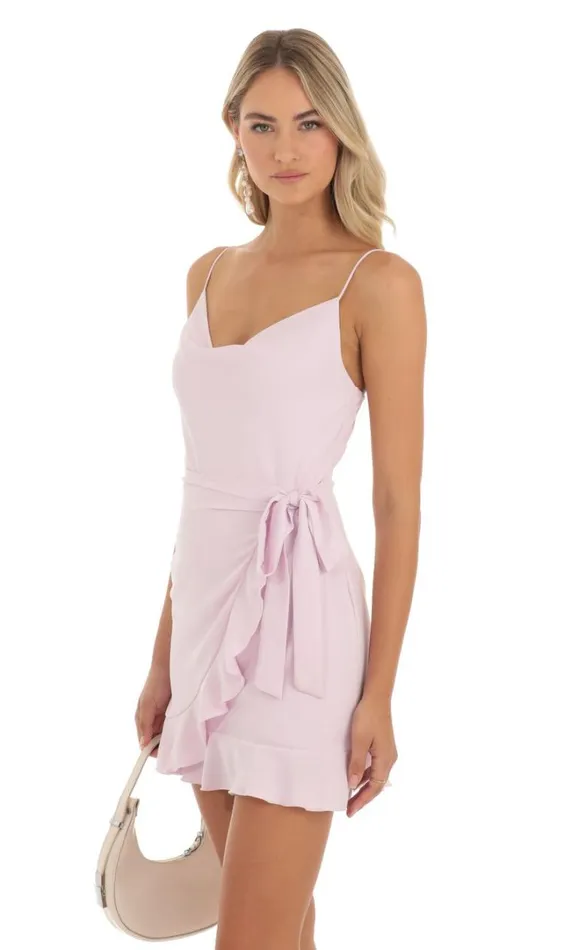 Tie Mini Dress Pink Women LUCY IN THE SKY Mini Dresses Tie Mini Dress Pink Women LUCY IN THE SKY Mini Dresses
