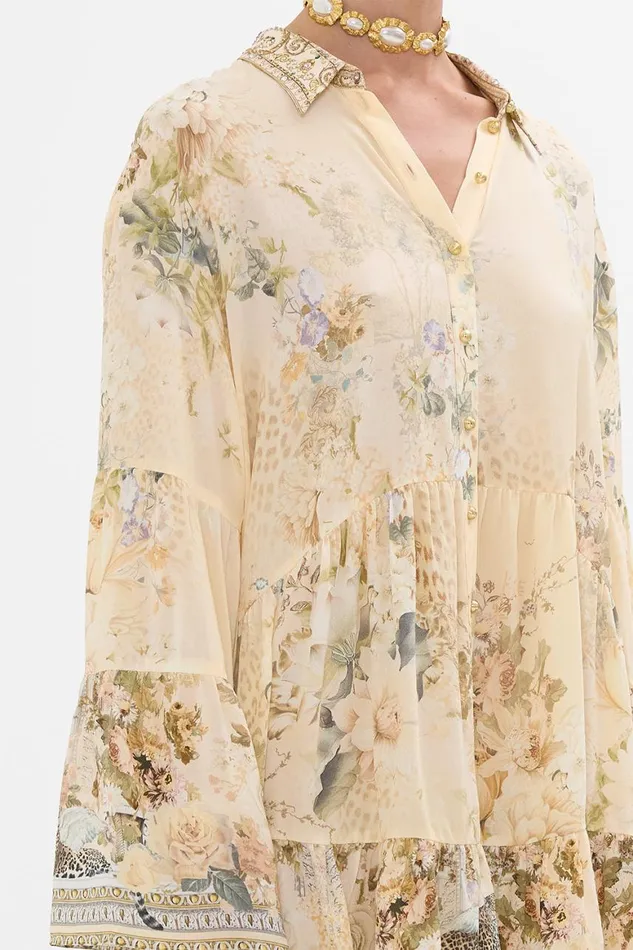 TIERED DRESS WITH COLLAR ADORNED IN ANTIQUITY Adorned In Antiquity Womens Camilla Dresses