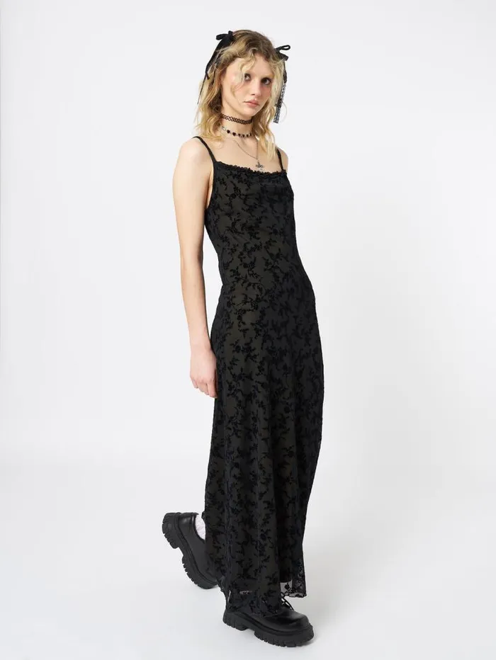 Titania Black Mesh Maxi Dress Women Minga London Dresses