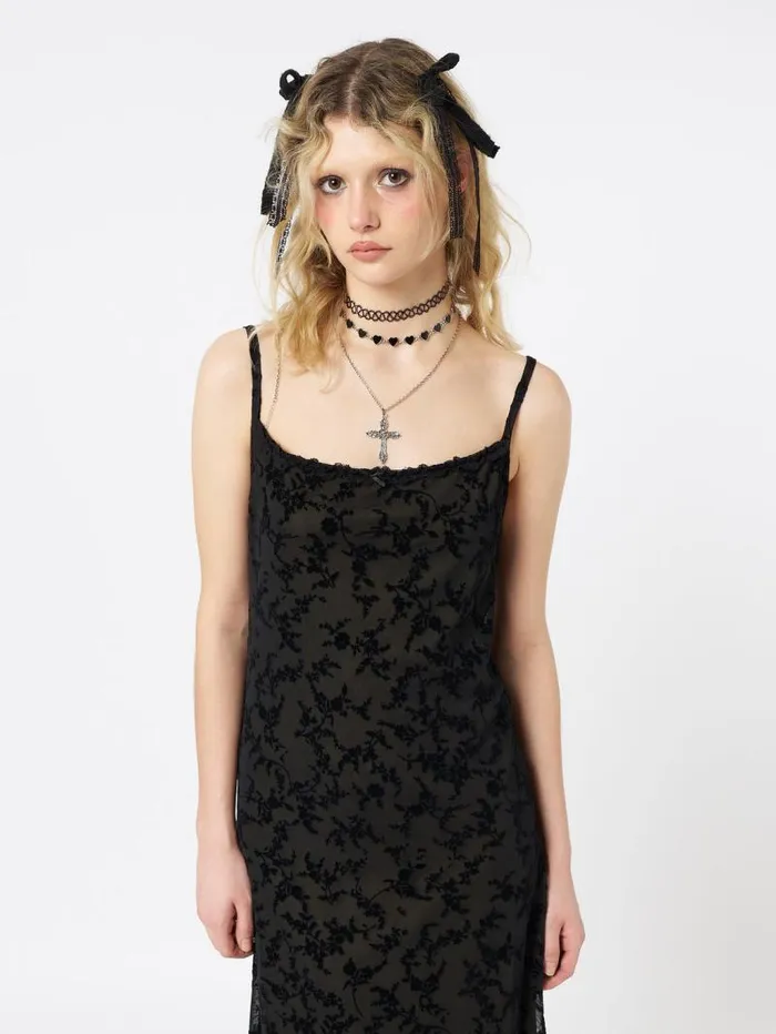 Titania Black Mesh Maxi Dress Women Minga London Dresses