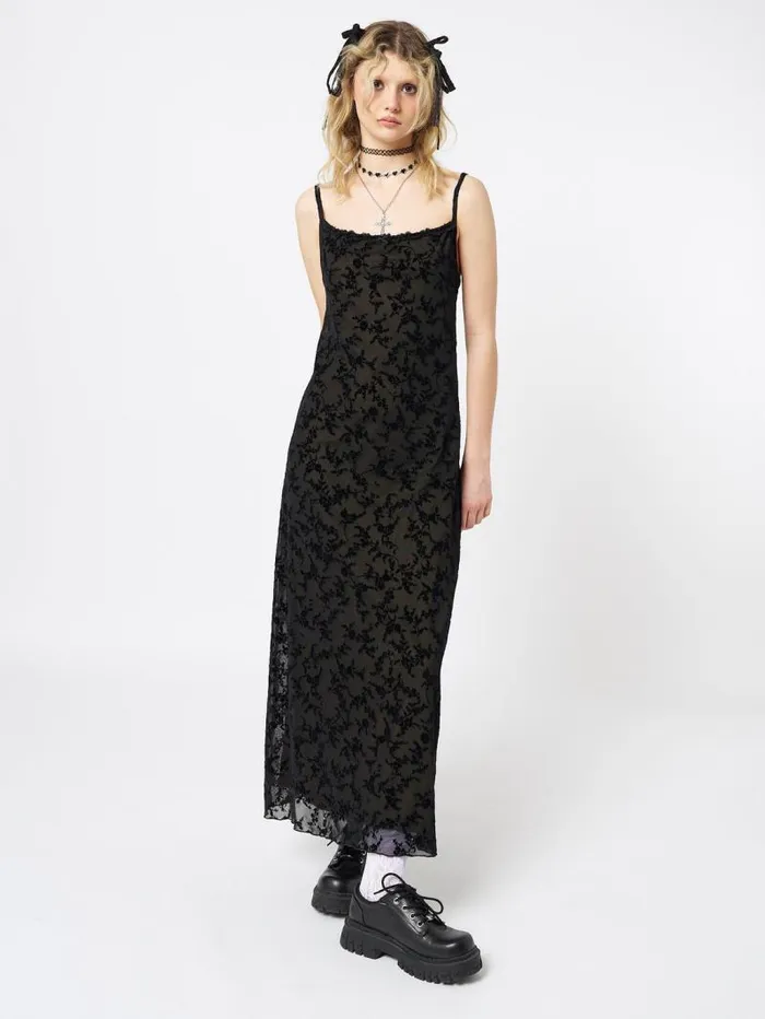 Titania Black Mesh Maxi Dress Women Minga London Dresses
