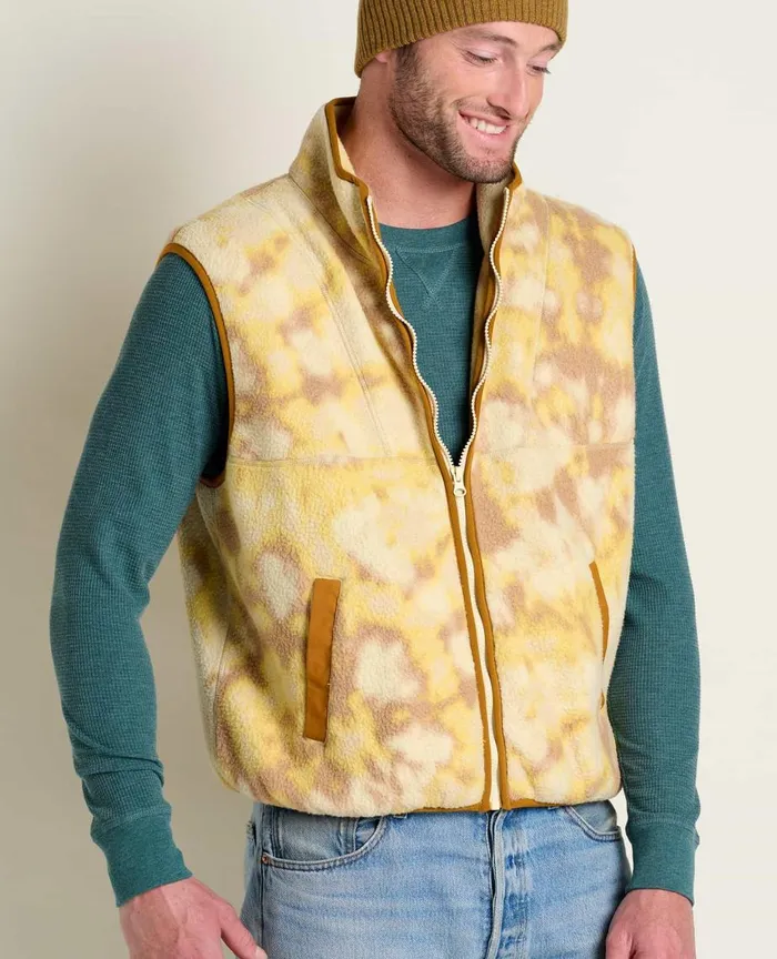 ToadandCo Jackets and Layers Men039s Campo Fleece Vest Barley Tie Dye Print 8211 Men039s