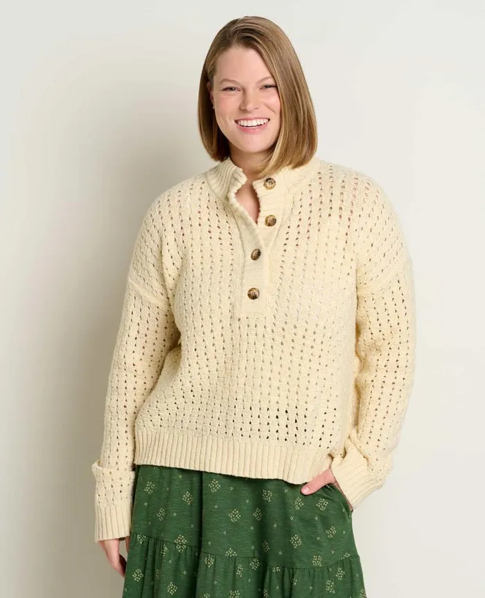 ToadandCo Sweaters Moss Point Henley Sweater Oatmeal Heather 8211 Women039s