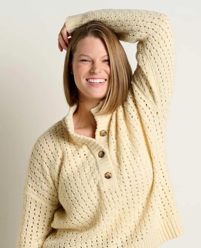 ToadandCo Sweaters Moss Point Henley Sweater Oatmeal Heather 8211 Women039s