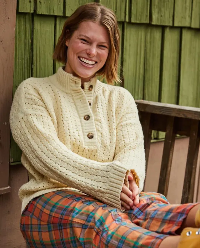 ToadandCo Sweaters Moss Point Henley Sweater Oatmeal Heather 8211 Women039s