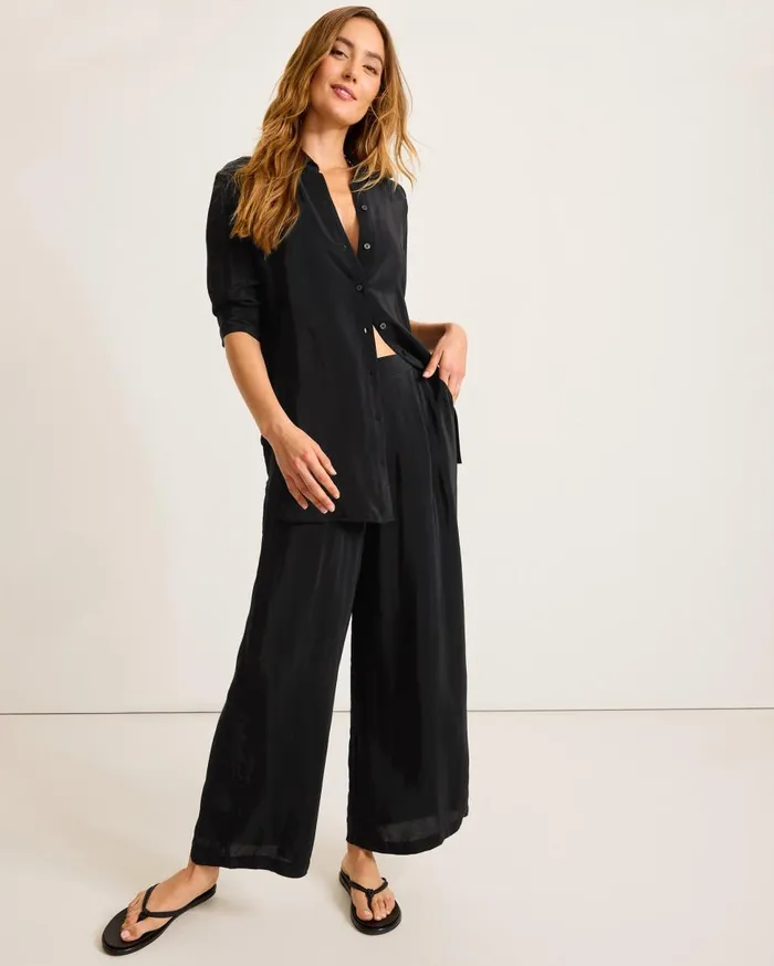 Tommy Bahama Beach Coverups Calypso Crepe Boyfriend Beach Shirt Black 8211 Women Tommy Bahama Beach Coverups Calypso Crepe Boyfriend Beach Shirt Black 8211 Women