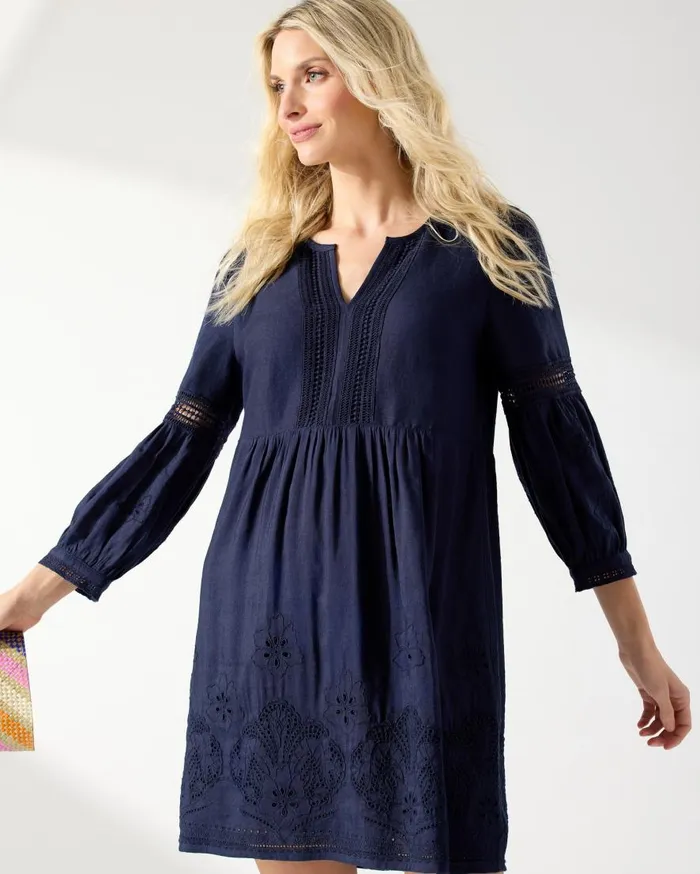 Tommy Bahama Dresses St Lucia LinenBlend Coverup Dress Mare Navy 8211 Women