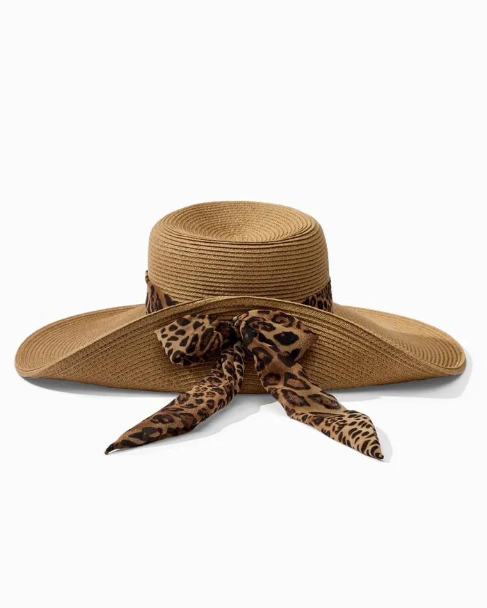 Tommy Bahama Hats and Caps UltraBraid Fold Back Bow Hat Leopard 8211 Women