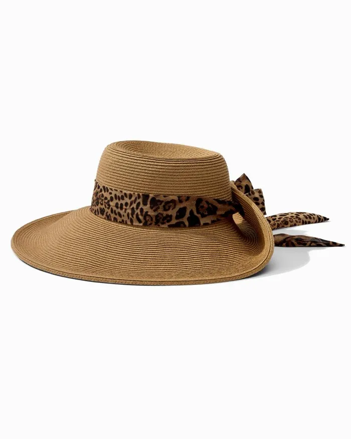 Tommy Bahama Hats and Caps UltraBraid Fold Back Bow Hat Leopard 8211 Women