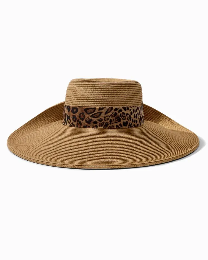 Tommy Bahama Hats and Caps UltraBraid Fold Back Bow Hat Leopard 8211 Women