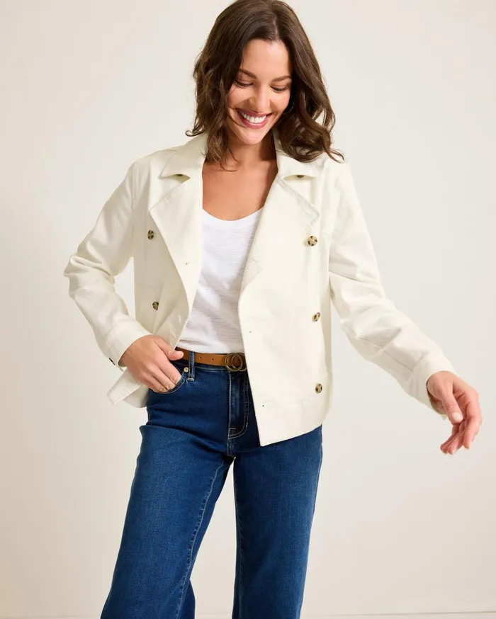 Tommy Bahama Jackets Cotton Twill Cropped Peacoat White 8211 Women