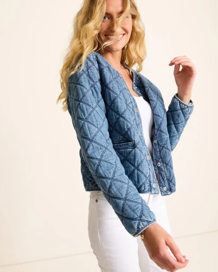 Tommy Bahama Jackets Quilted Cropped Denim Jacket Vintage Playa Wash 8211 Women Tommy Bahama Jackets Quilted Cropped Denim Jacket Vintage Playa Wash 8211 Women