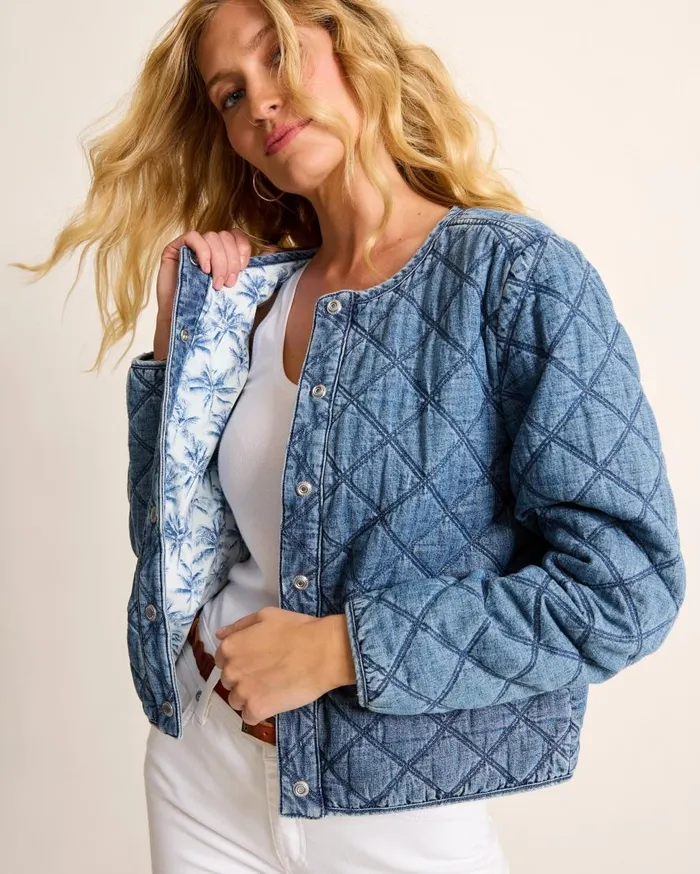 Tommy Bahama Jackets Quilted Cropped Denim Jacket Vintage Playa Wash 8211 Women Tommy Bahama Jackets Quilted Cropped Denim Jacket Vintage Playa Wash 8211 Women