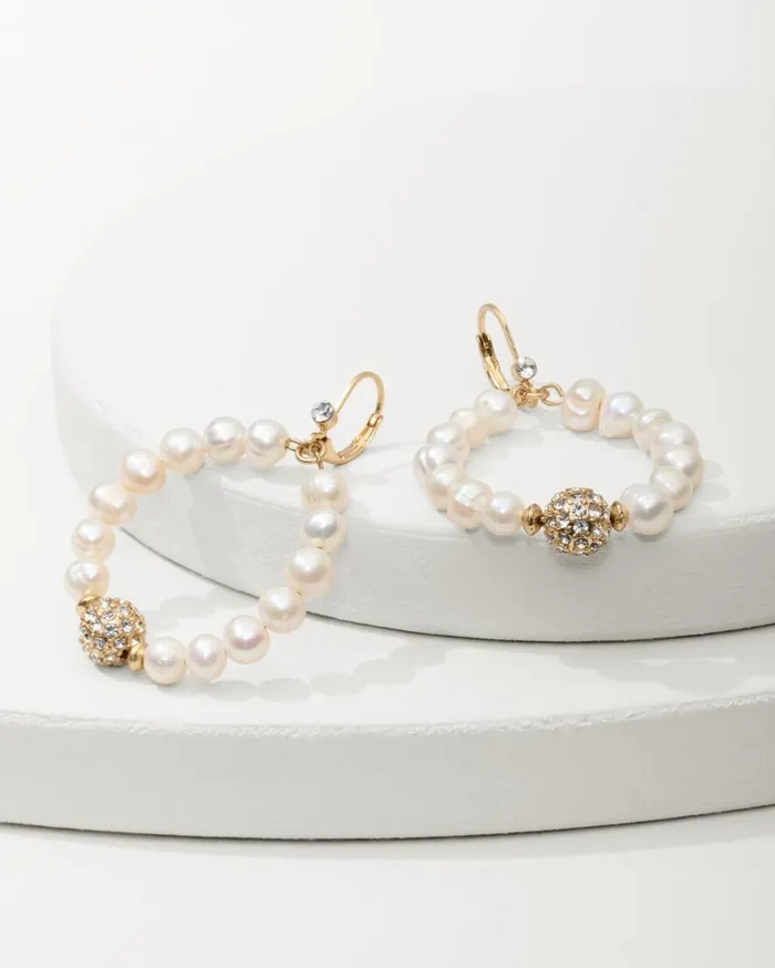 Tommy Bahama Jewelry Madeira Pearl Statement Drop Hoop Earrings Gold 8211 Women
