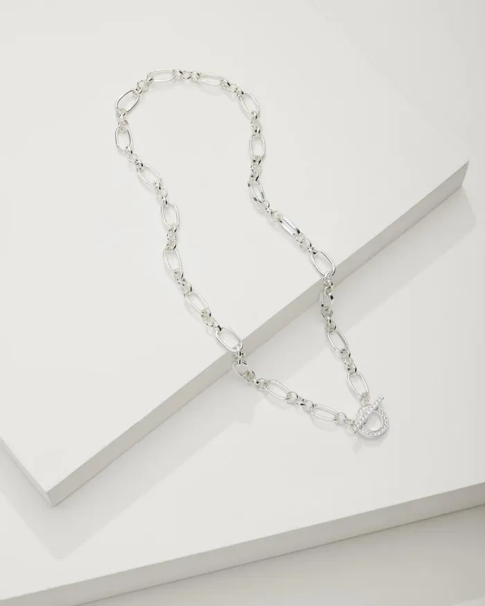 Tommy Bahama Jewelry Sanibel Island Crystal Link Necklace Silver 8211 Women