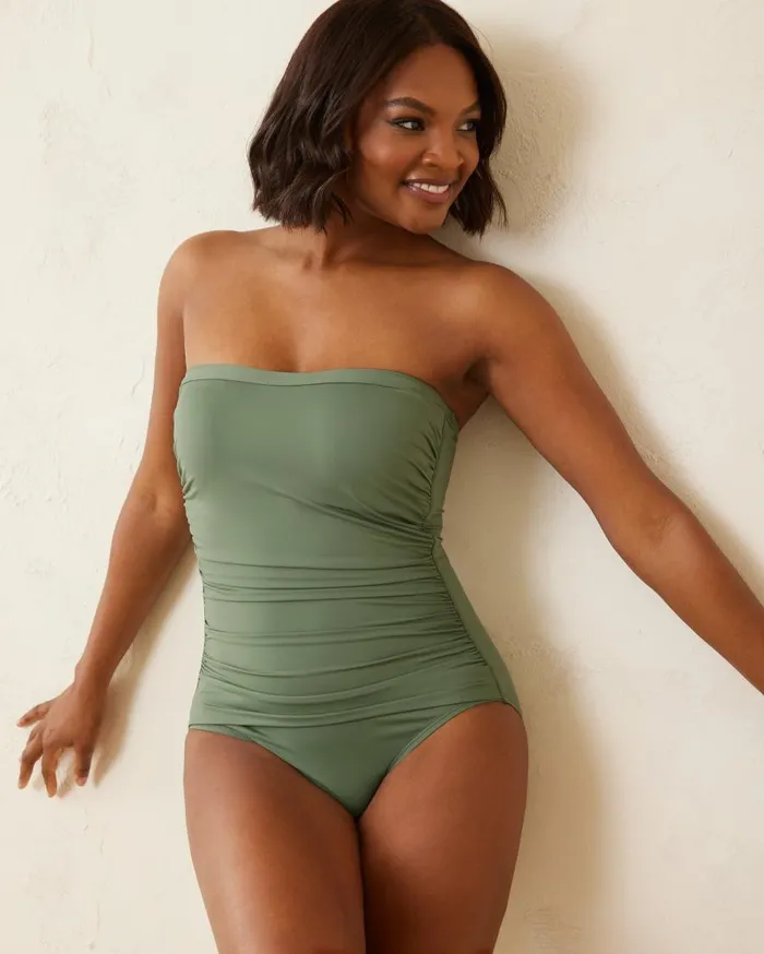 Tommy Bahama OnePiece Suits Paradise Fronds Bandeau OnePiece Swimsuit Tea Leaf 8211 Women Tommy Bahama OnePiece Suits Paradise Fronds Bandeau OnePiece Swimsuit Tea Leaf 8211 Women
