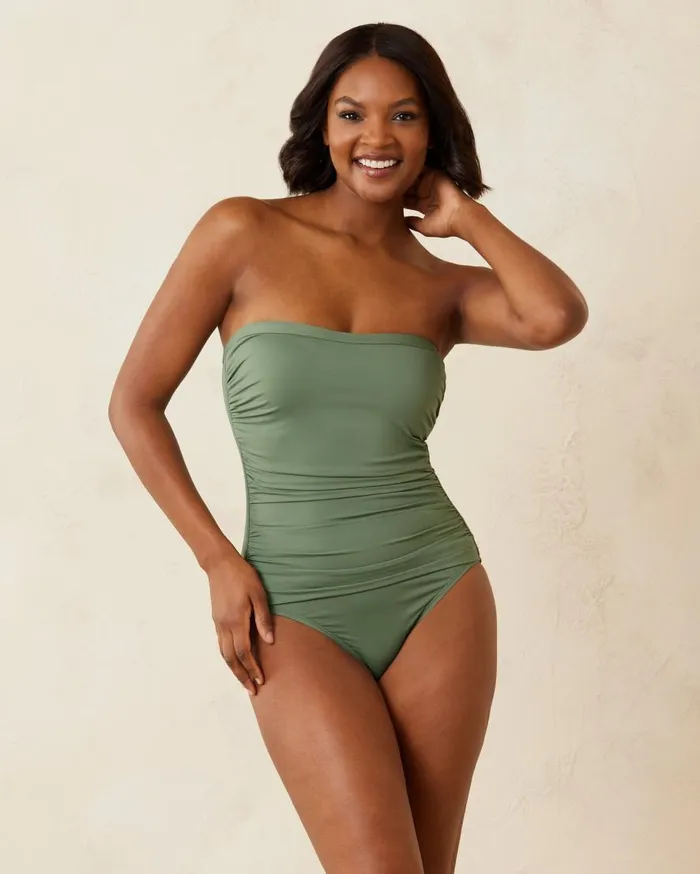 Tommy Bahama OnePiece Suits Paradise Fronds Bandeau OnePiece Swimsuit Tea Leaf 8211 Women Tommy Bahama OnePiece Suits Paradise Fronds Bandeau OnePiece Swimsuit Tea Leaf 8211 Women