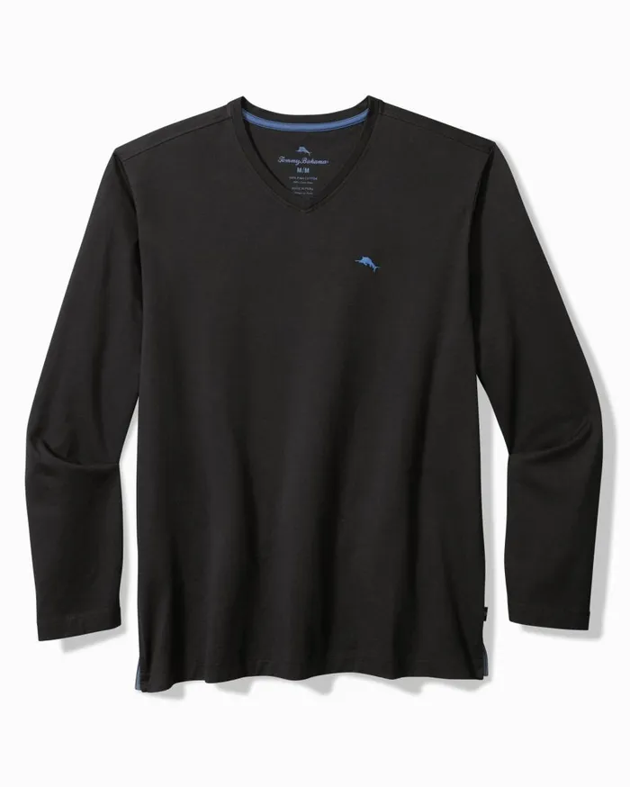 Tommy Bahama Shirts Bali Skyline LongSleeve VNeck TShirt Black 8211 Men