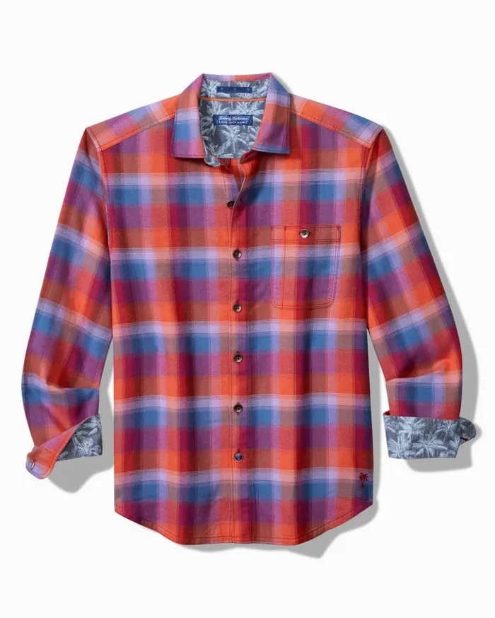 Tommy Bahama Shirts Canyon Beach Fireside Check Stretch Flannel Shirt Dockside Blue 8211 Men