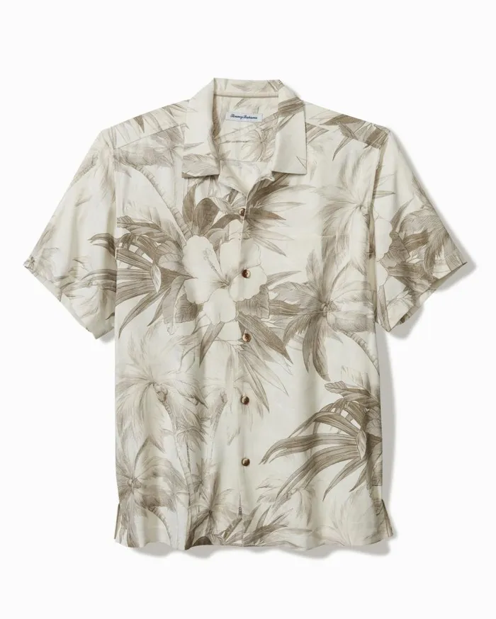 Tommy Bahama Shirts Flora Oasis IslandZone Camp Shirt Pure Khaki 8211 Men