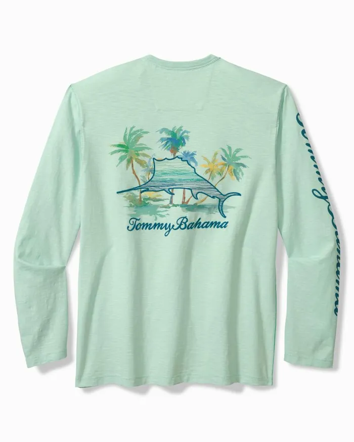 Tommy Bahama Shirts Marlin Mirage Lux LongSleeve TShirt Light Caribbean Tile 8211 Men