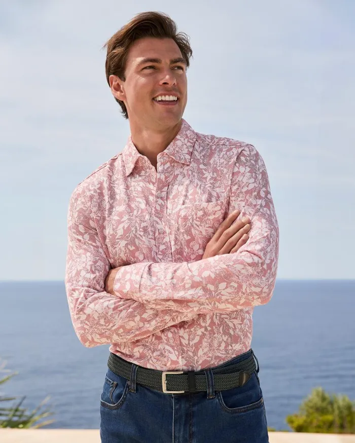 Tommy Bahama Shirts San Lucio Casa Vines Knit Stretch Shirt Rose Red 8211 Men Tommy Bahama Shirts San Lucio Casa Vines Knit Stretch Shirt Rose Red 8211 Men