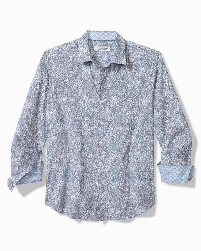 Tommy Bahama Shirts Sarasota Stretch Blue Flora IslandZone Shirt Glass Bead Blue 8211 Men