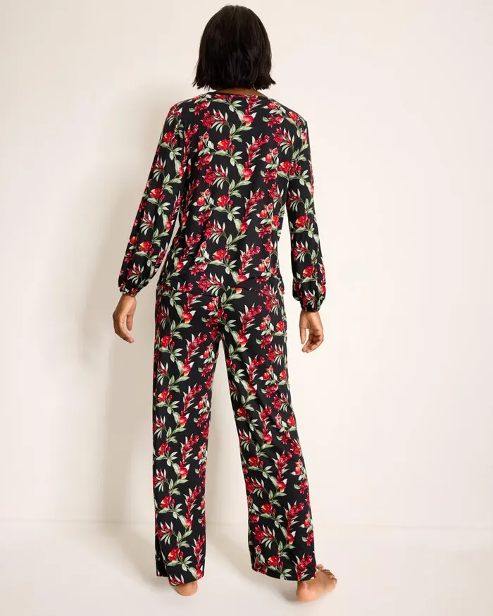Tommy Bahama Sleepwear Jersey SplitNeck Long Sleeve and Pants Pajama Set Black Cherry 8211 Women Tommy Bahama Sleepwear Jersey SplitNeck Long Sleeve and Pants Pajama Set Black Cherry 8211 Women
