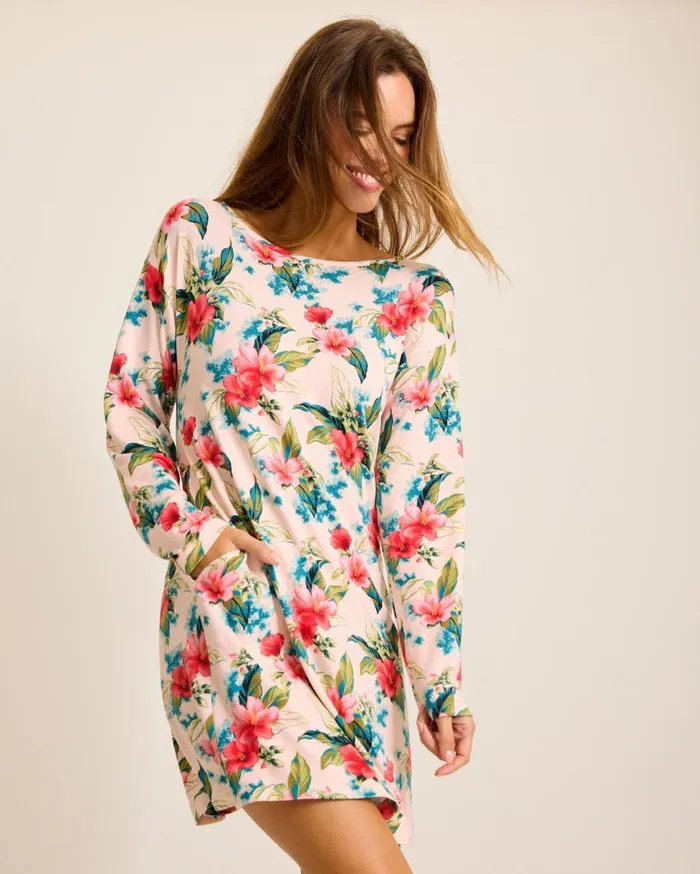 Tommy Bahama Sleepwear Knit LongSleeve Short Sleep Dress Coconut Cream 8211 Women Tommy Bahama Sleepwear Knit LongSleeve Short Sleep Dress Coconut Cream 8211 Women