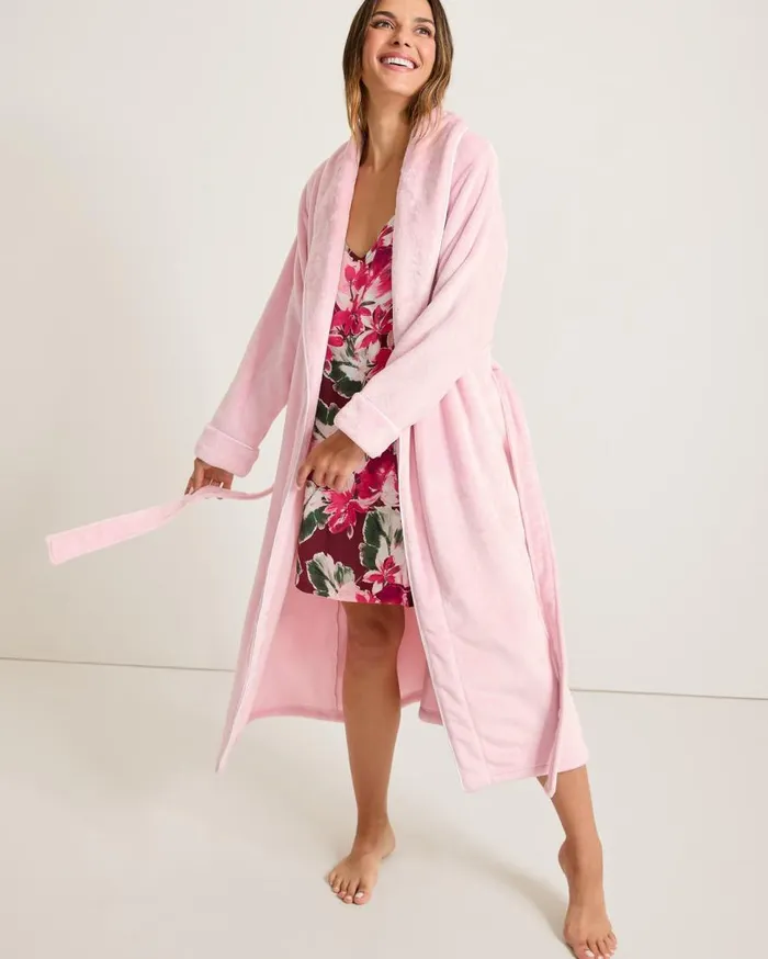 Tommy Bahama Sleepwear Long Plush Robe Pale Pink 8211 Women