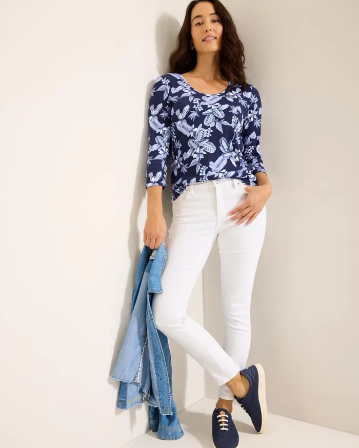 Tommy Bahama Tops and Shirts Ashby Isles Hightide Flora 34Sleeve TShirt Coastline 8211 Women Tommy Bahama Tops and Shirts Ashby Isles Hightide Flora 34Sleeve TShirt Coastline 8211 Women