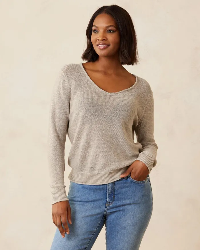 Tommy Bahama Tops and Shirts Cedar Linen LongSleeve VNeck Sweater Natural 8211 Women Tommy Bahama Tops and Shirts Cedar Linen LongSleeve VNeck Sweater Natural 8211 Women