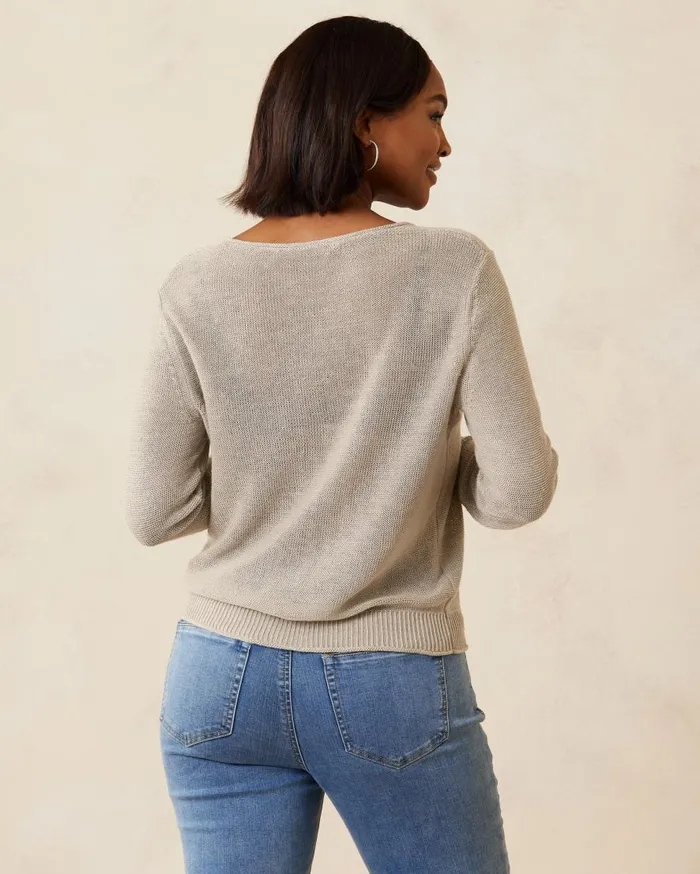 Tommy Bahama Tops and Shirts Cedar Linen LongSleeve VNeck Sweater Natural 8211 Women Tommy Bahama Tops and Shirts Cedar Linen LongSleeve VNeck Sweater Natural 8211 Women
