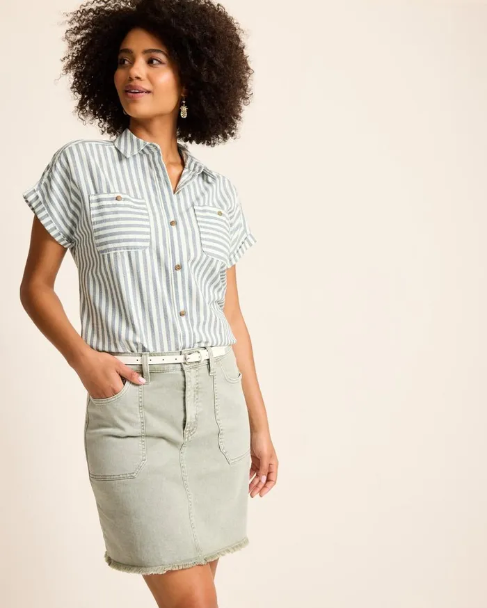 Tommy Bahama Tops and Shirts Seaway Stripe Coastal Twill Shirt Seacoast Wash 8211 Women