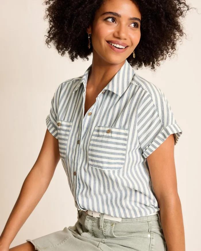 Tommy Bahama Tops and Shirts Seaway Stripe Coastal Twill Shirt Seacoast Wash 8211 Women Tommy Bahama Tops and Shirts Seaway Stripe Coastal Twill Shirt Seacoast Wash 8211 Women