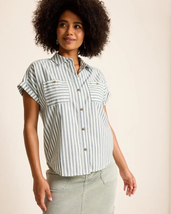 Tommy Bahama Tops and Shirts Seaway Stripe Coastal Twill Shirt Seacoast Wash 8211 Women Tommy Bahama Tops and Shirts Seaway Stripe Coastal Twill Shirt Seacoast Wash 8211 Women