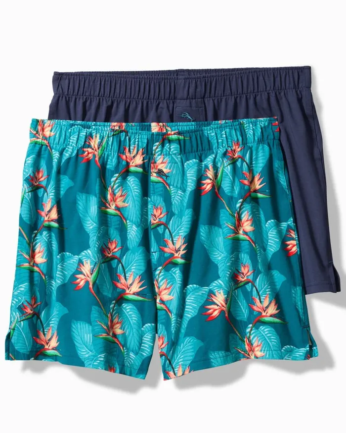 Tommy Bahama Underwear Big and Tall Tropical Print and Solid Knit Boxers2Pack Bright Teal 8211 Men Tommy Bahama Underwear Big and Tall Tropical Print and Solid Knit Boxers2Pack Bright Teal 8211 Men