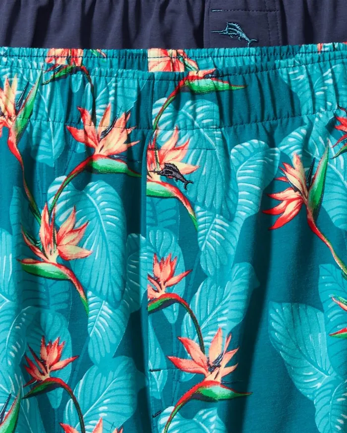 Tommy Bahama Underwear Big and Tall Tropical Print and Solid Knit Boxers2Pack Bright Teal 8211 Men