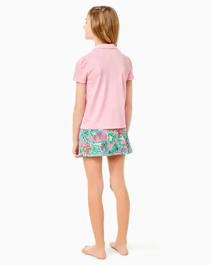 Tops and Bottoms Girls Lilly Pulitzer Luxletic Girls Mini Frida Polo Pink Blossom