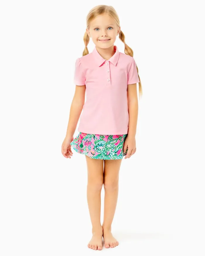 Tops and Bottoms Girls Lilly Pulitzer Luxletic Girls Mini Frida Polo Pink Blossom Tops and Bottoms Girls Lilly Pulitzer Luxletic Girls Mini Frida Polo Pink Blossom
