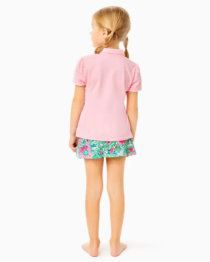 Tops and Bottoms Girls Lilly Pulitzer Luxletic Girls Mini Frida Polo Pink Blossom Tops and Bottoms Girls Lilly Pulitzer Luxletic Girls Mini Frida Polo Pink Blossom