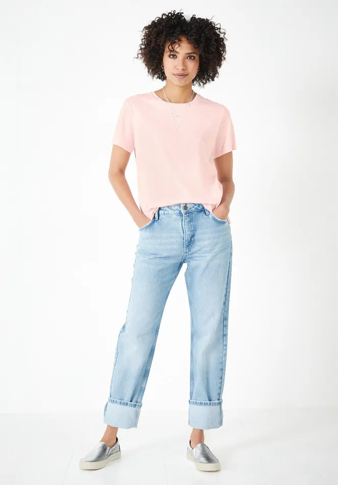 Tops and TShirts Women Hush Cali Cotton Slub Crew Tee Rose Shadow