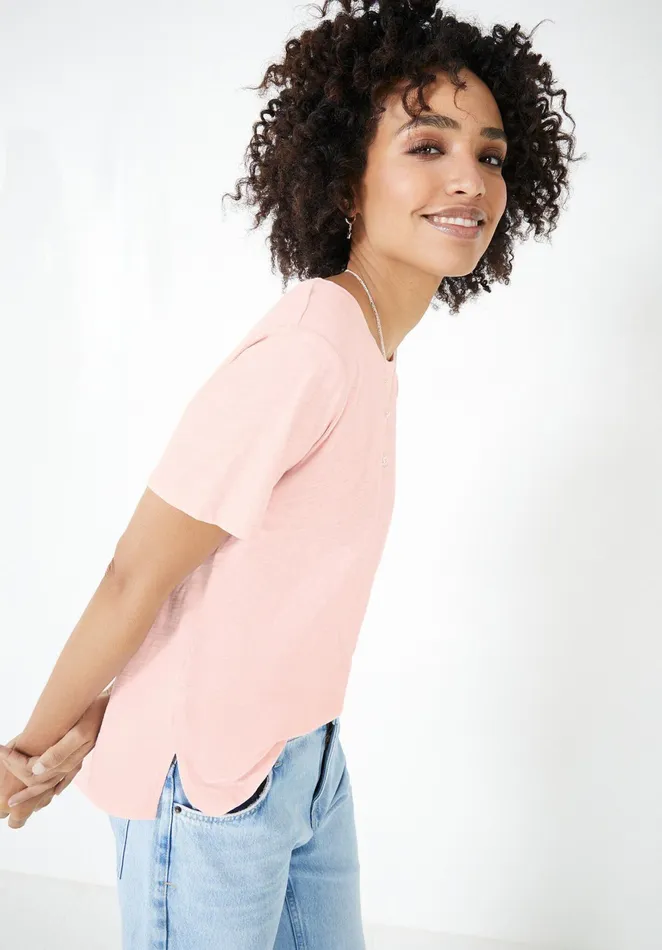 Tops and TShirts Women Hush Cali Cotton Slub Crew Tee Rose Shadow