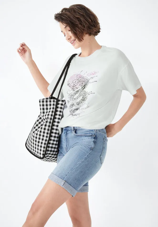 Tops and TShirts Women Hush Dragon Sun Boyfriend TShirt White