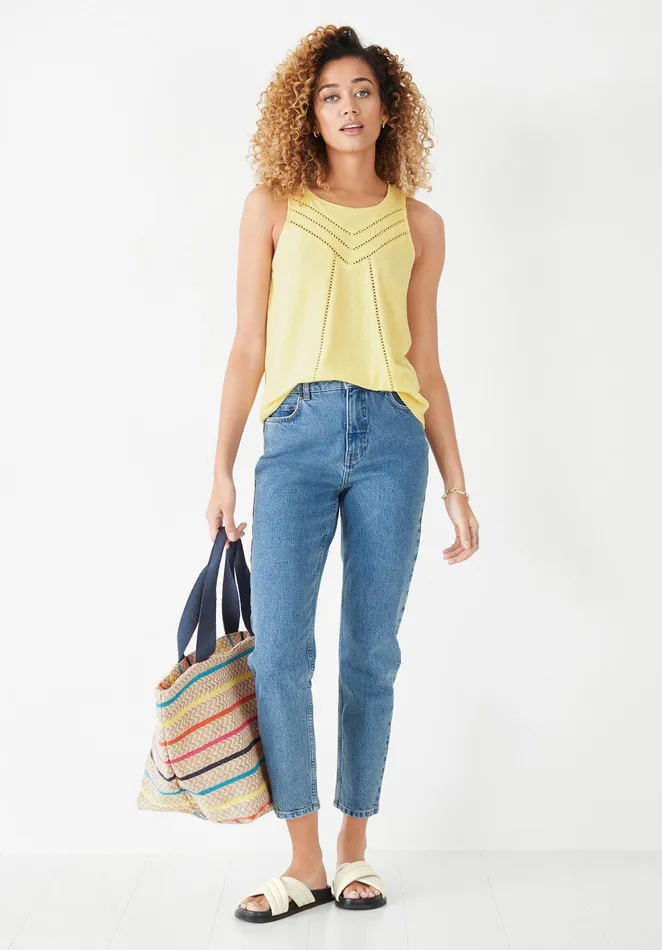 Tops and TShirts Women Hush Etta Linen Blend Vest Pale Yellow