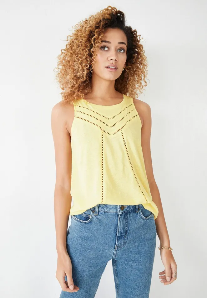 Tops and TShirts Women Hush Etta Linen Blend Vest Pale Yellow
